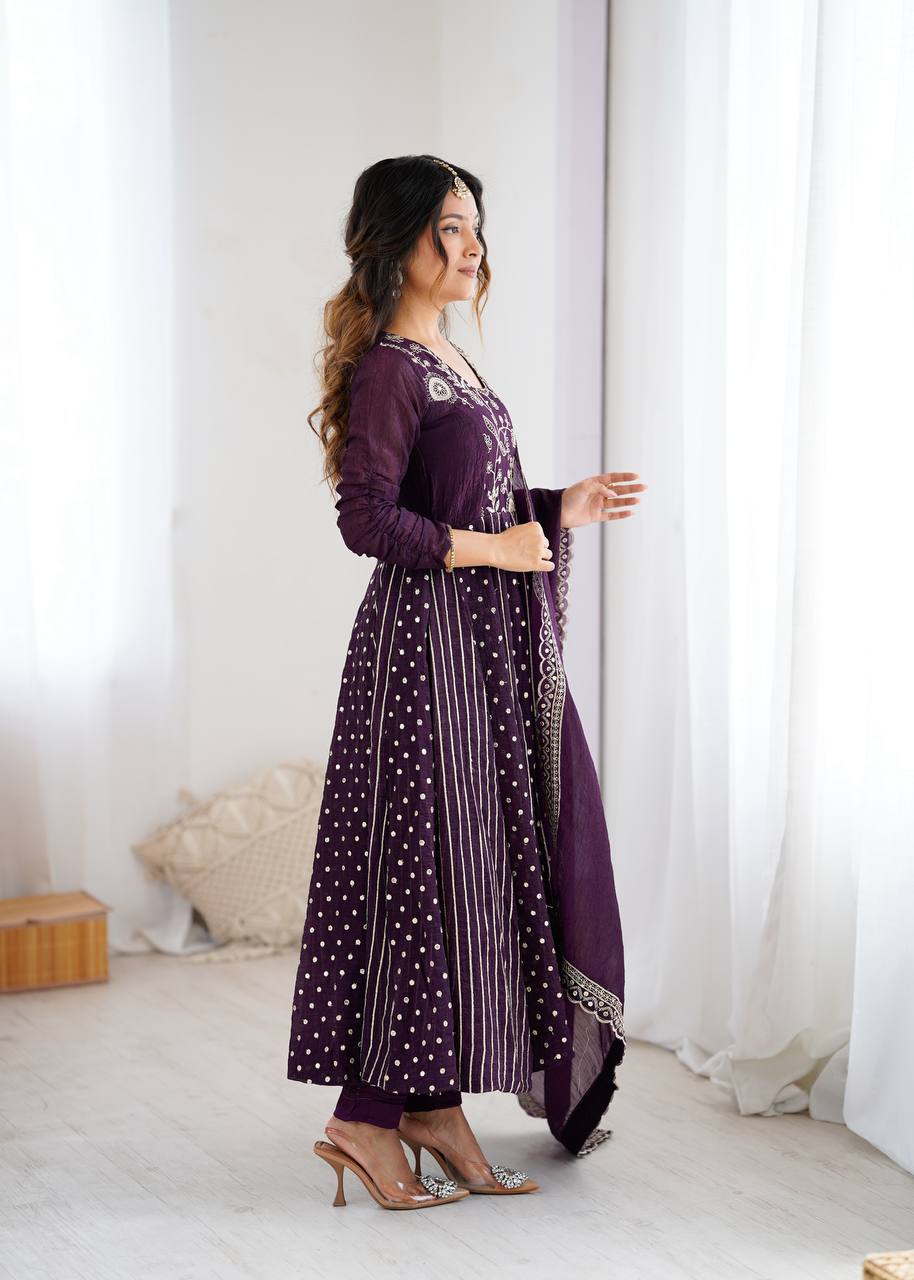 Beautiful Anarkali Gown With Embroidery Sequence Work