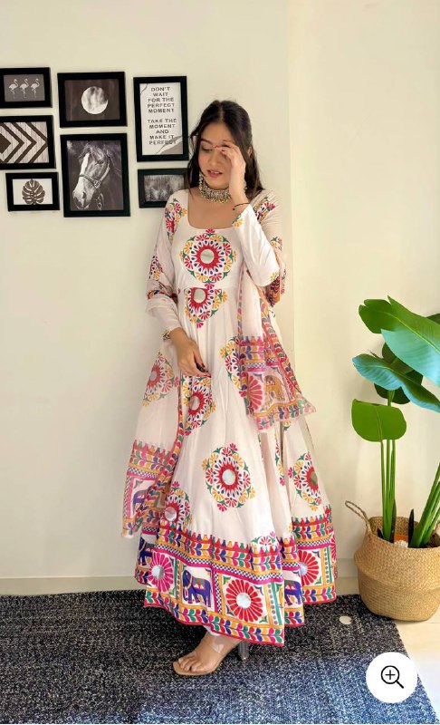 Designer Navratri Special Gown And Dupatta With Mirror Work