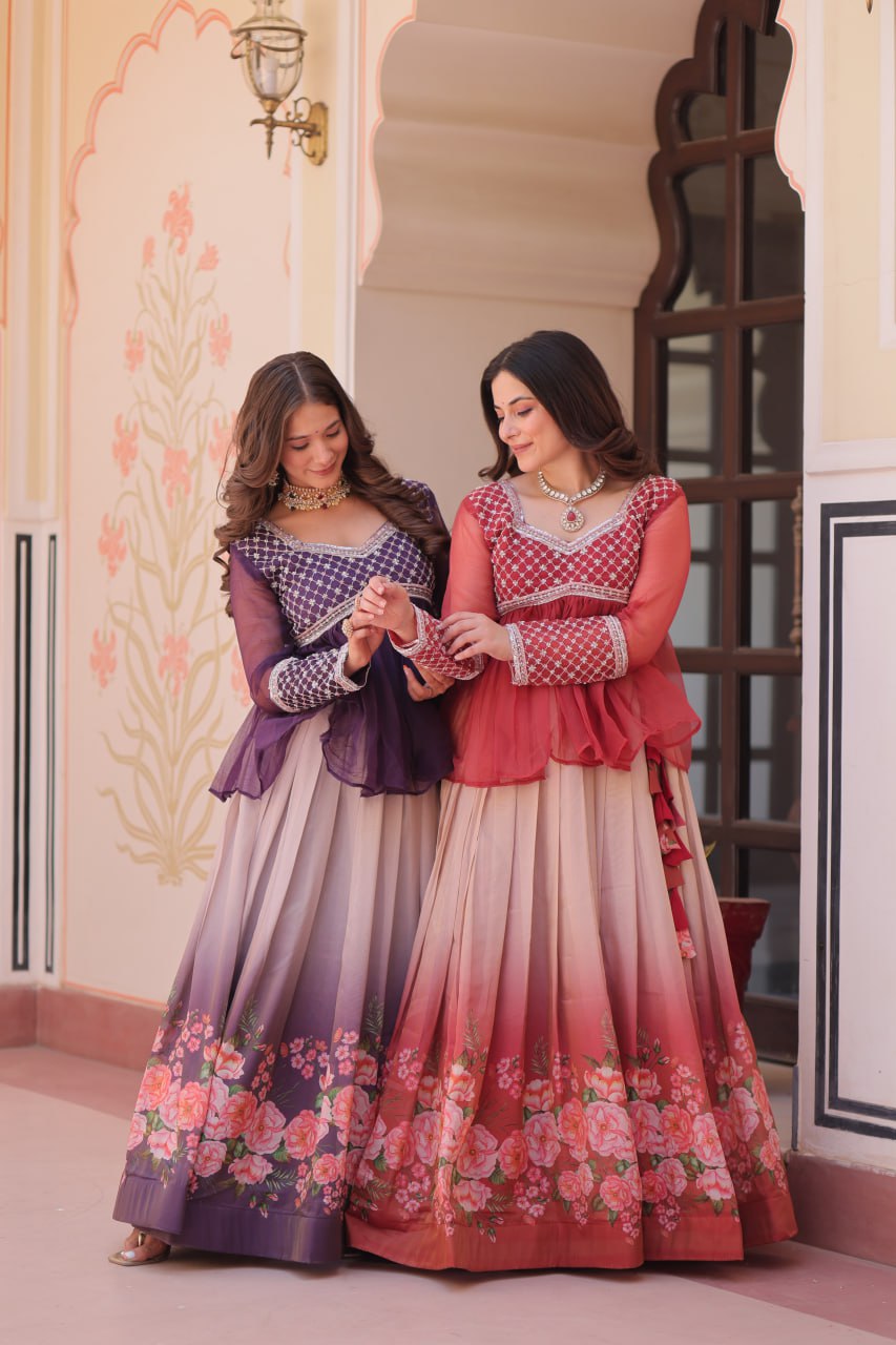 पार्टी वियर लुक: फ्लावर प्रिंट के साथ खूबसूरत लहंगा चोली