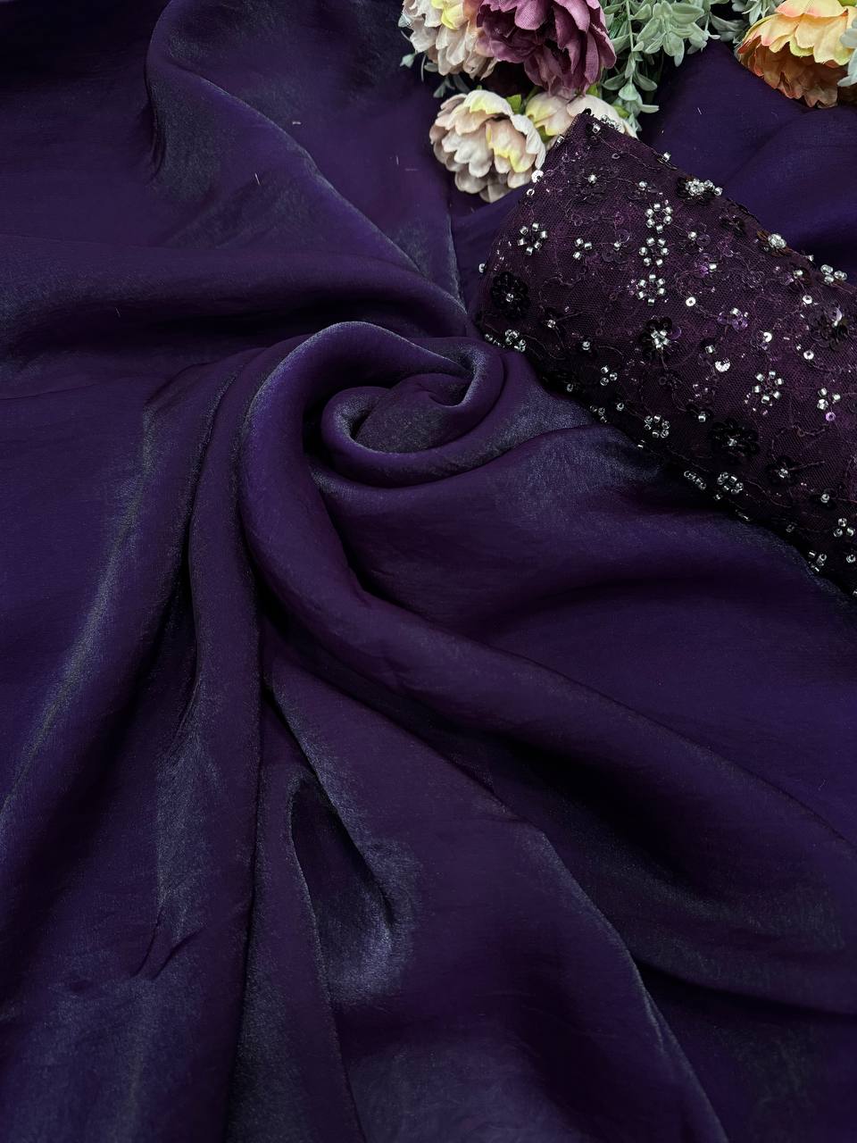 Designer Party Wear Look Saree With Sequence Work