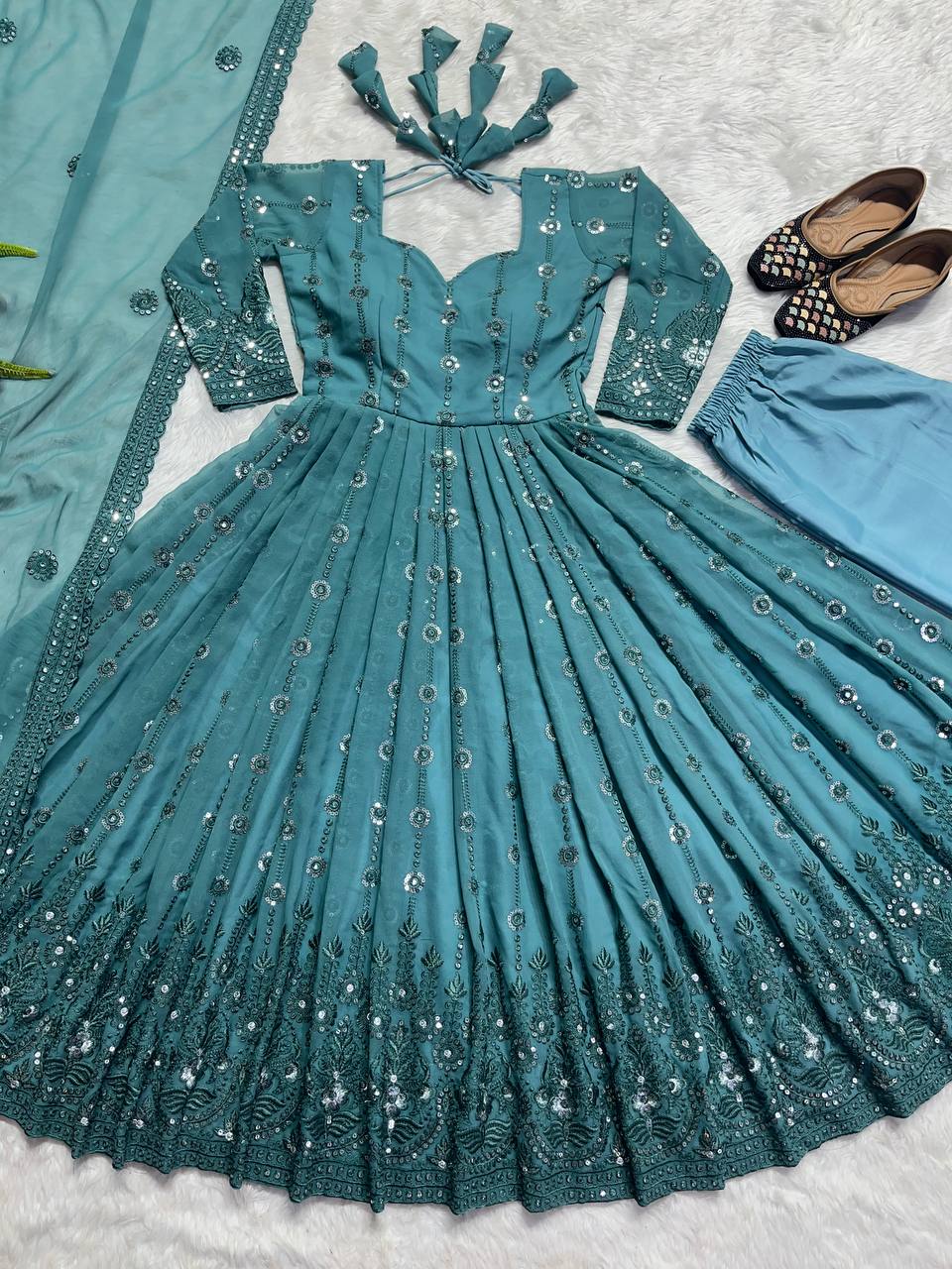 Beautiful Party Wear Gown Pent And Fancy Dupatta