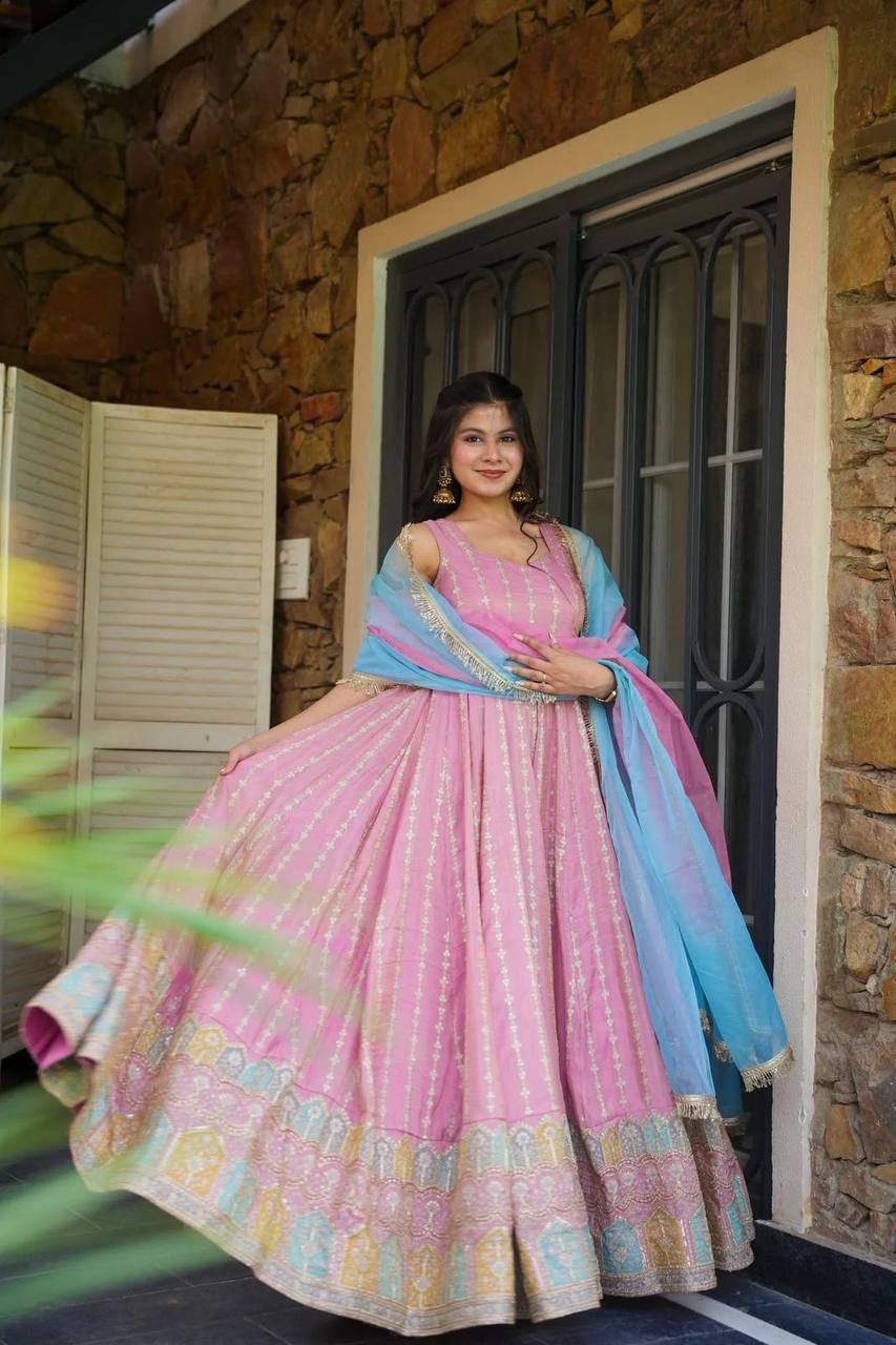 Party Wear Look Designer Gown With Anarkali Gown And Dupatta