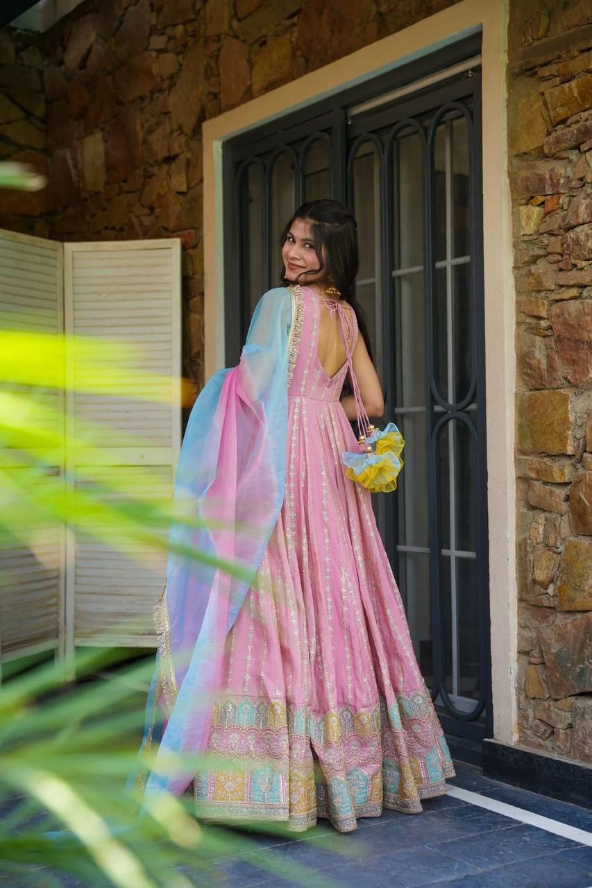 Party Wear Look Designer Gown With Anarkali Gown And Dupatta