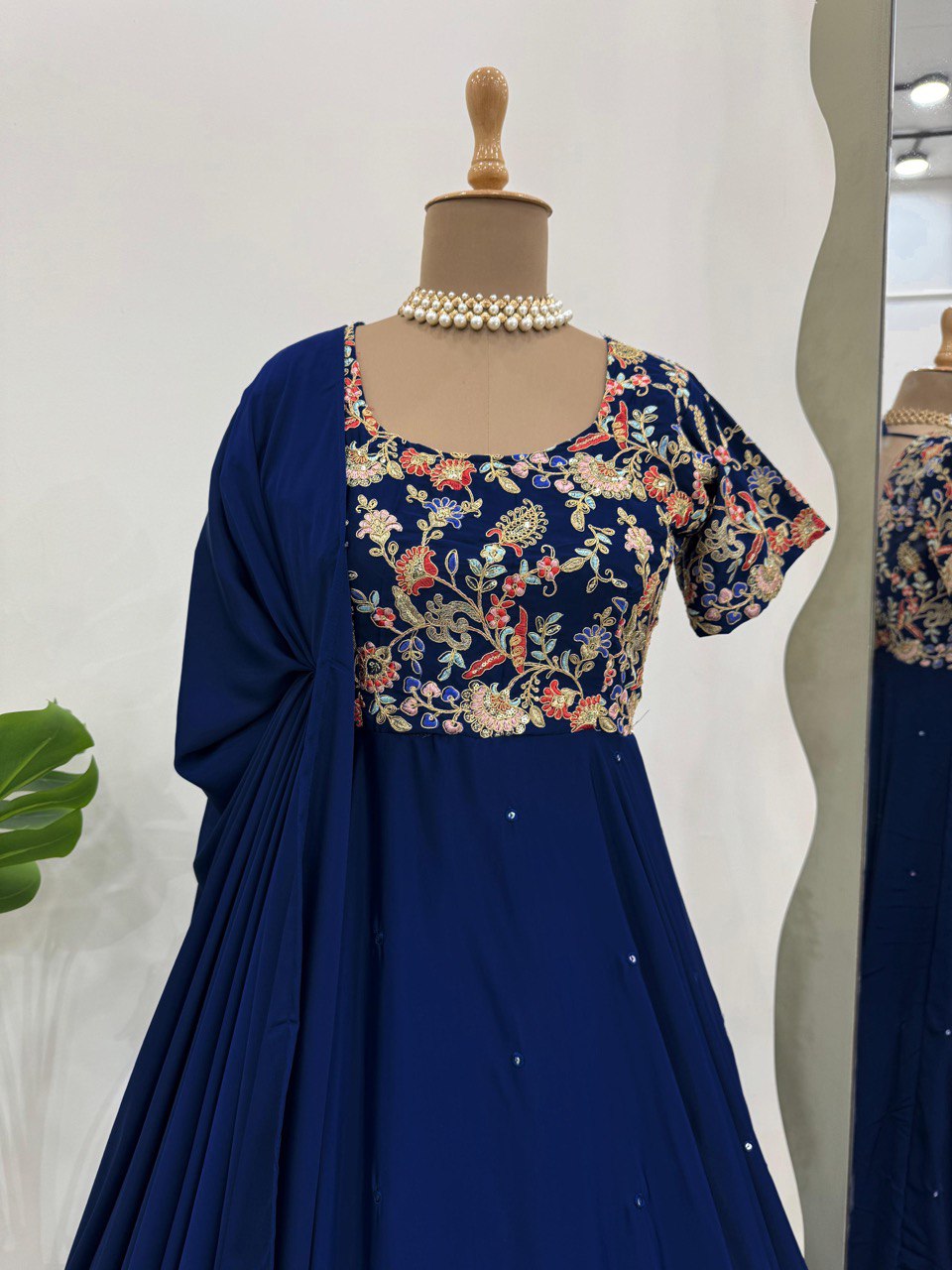 Party Wear Look Beautiful Anarkali Gown, Pent And Dupatta