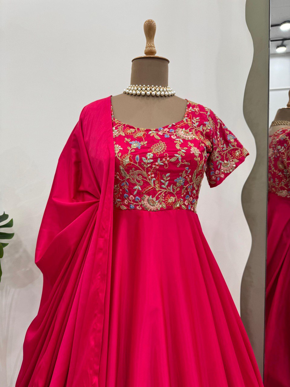 Party Wear Look Beautiful Anarkali Gown, Pent And Dupatta