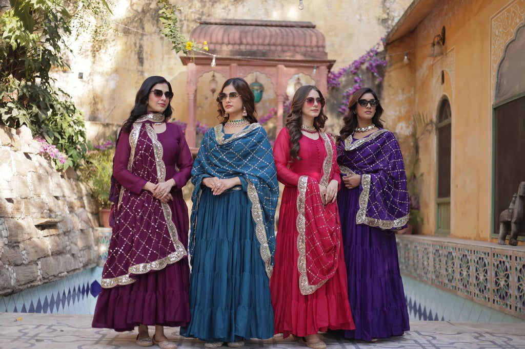 Designer Look Gown And Dupatta With Sequins Embroidered work