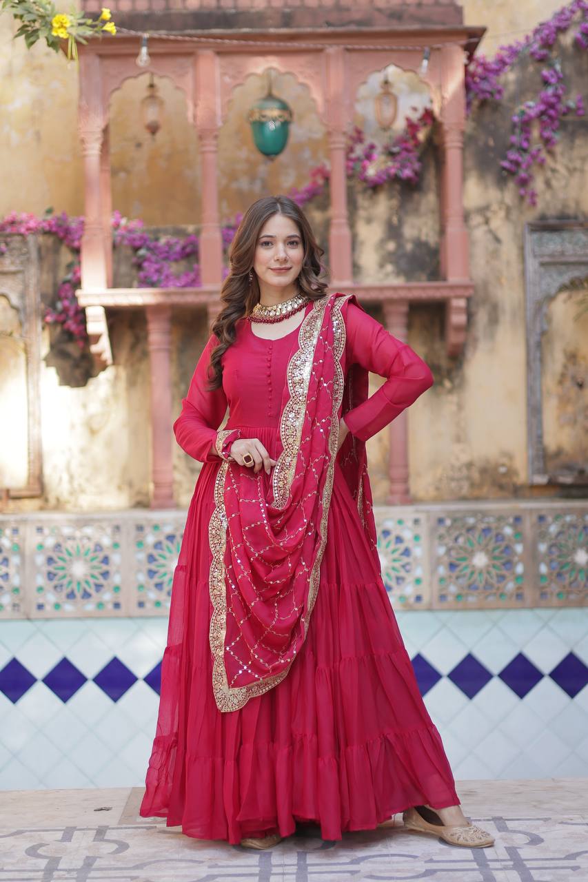 Designer Look Gown And Dupatta With Sequins Embroidered work
