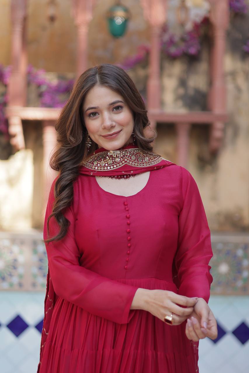 Designer Look Gown And Dupatta With Sequins Embroidered work