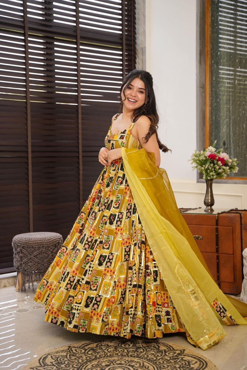 Party Wear Look Designer Anarkali Gown And Dupatta