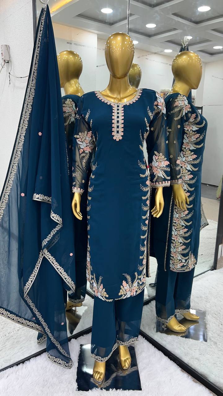 Party Wear Look Top Bottom With Dupatta With Heavy Embroidery Work