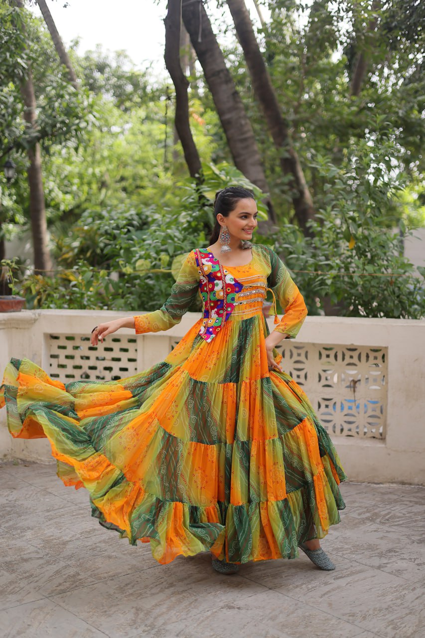 Navratri Special Gown With Beautiful Patch Work