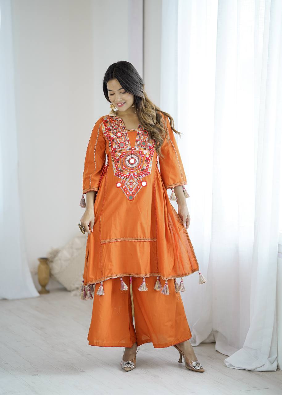 Designer Co-ord Set With Embroidery Sequence Work