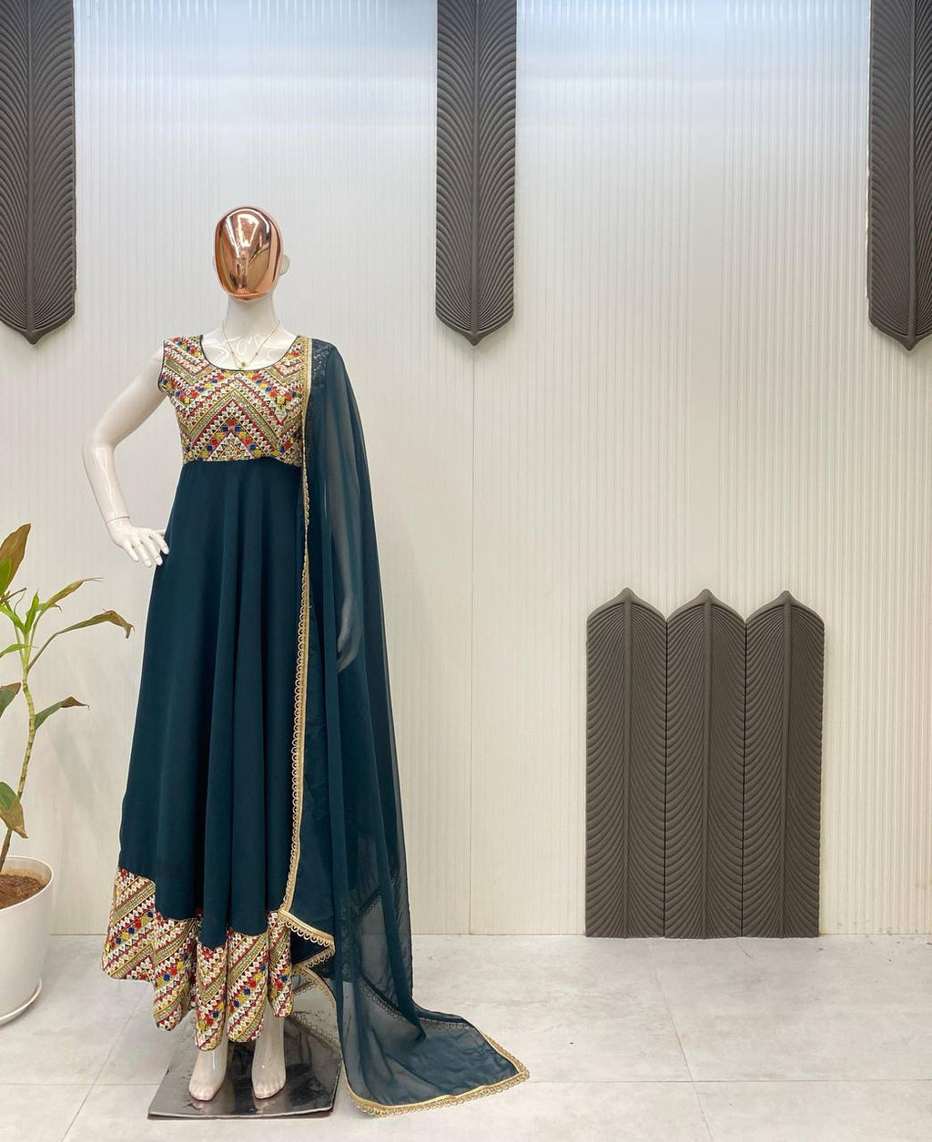 Party Wear Look Beautiful Anarkali Gown And Dupatta