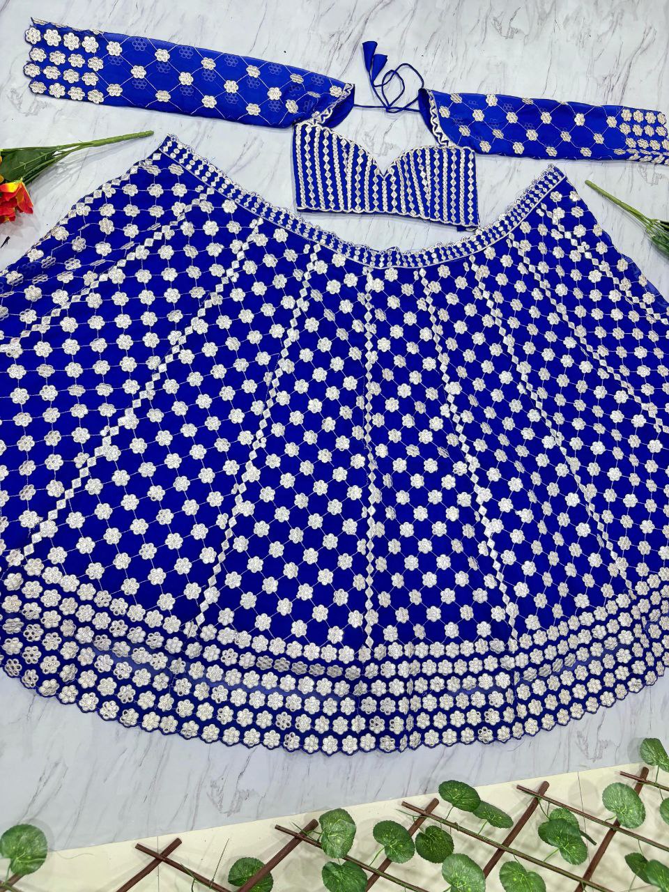 Beautiful Most Trending Lehenga Choli With Foil Mirror Work