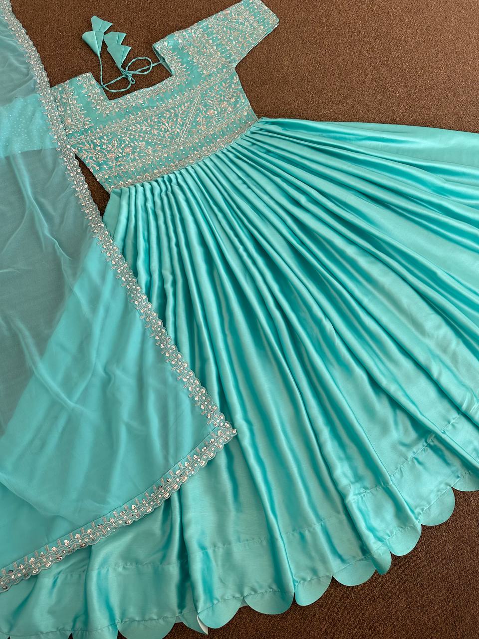 Designer Party Wear Gown With Diamond Handwork With Dupatta