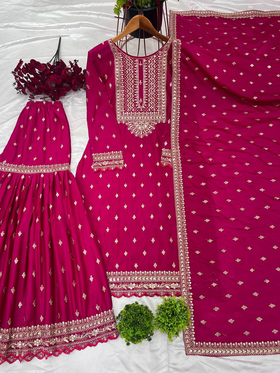 Designer Party Wear Look Fancy Top-Dupatta And Fully Stitched Sharara