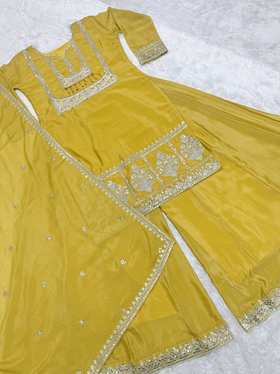 Beautiful Designer Top - Plazzo With Fancy Dupatta