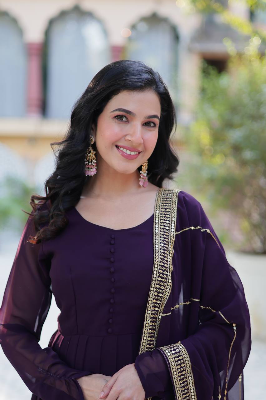 Party Wear Look Gown With Multi-Sequins Embroidered Work