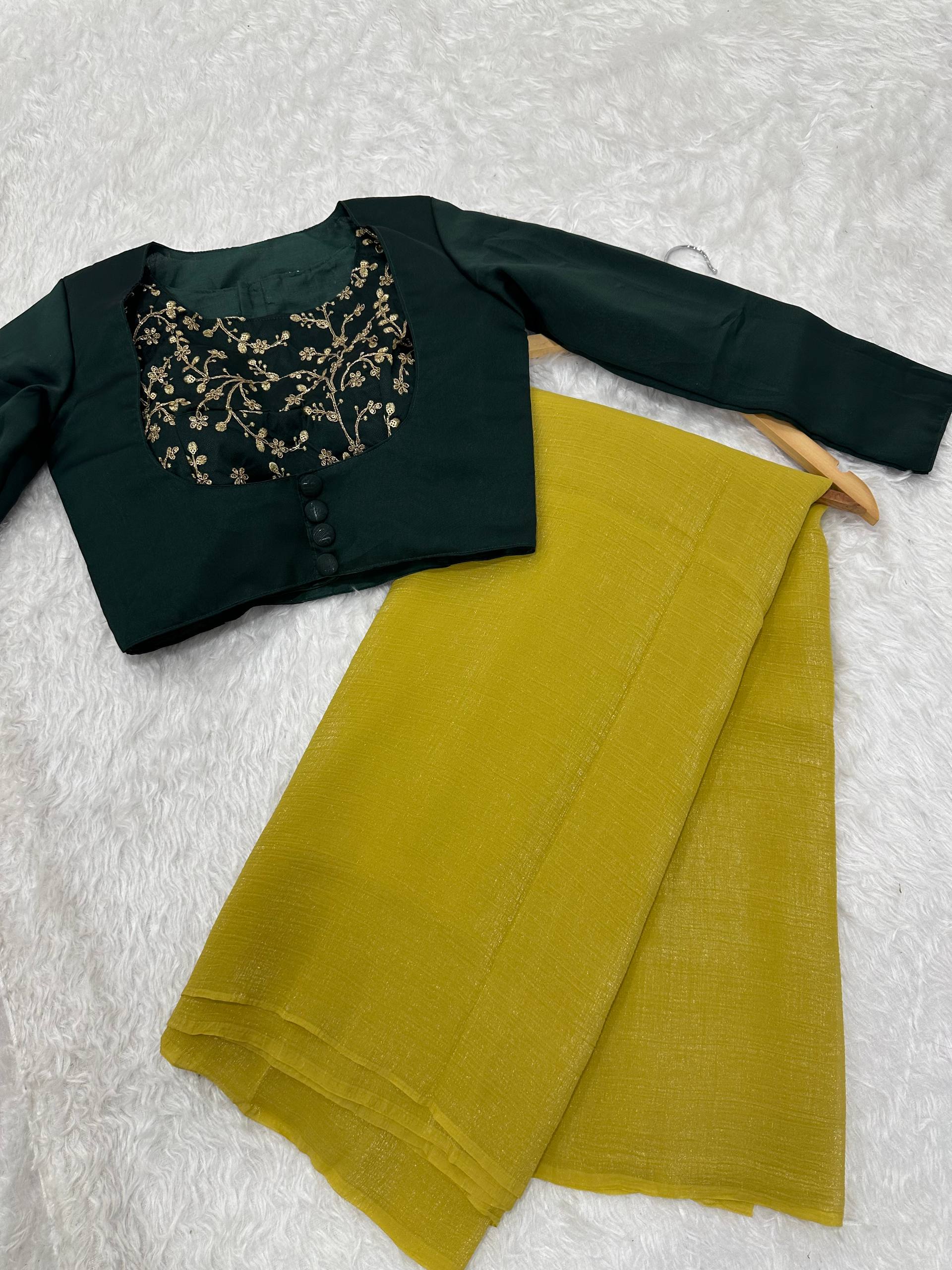 पार्टी वियर लुक साड़ी और ब्लाउज़ सीक्विन और डोरी वर्क के साथ