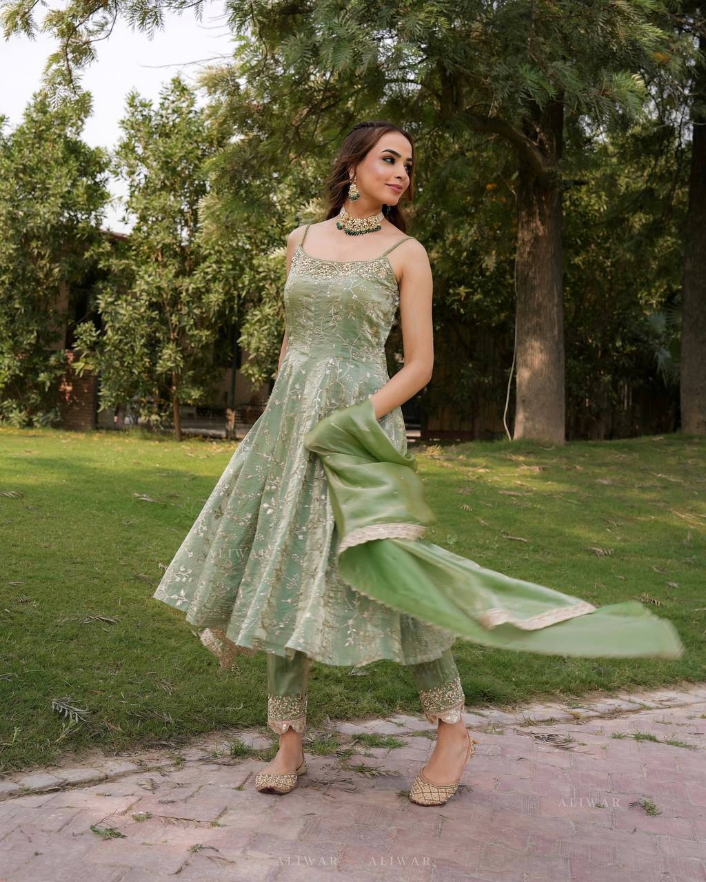 Designer Party Wear Look Gown-Dupatta With Embroidery Sequence Work
