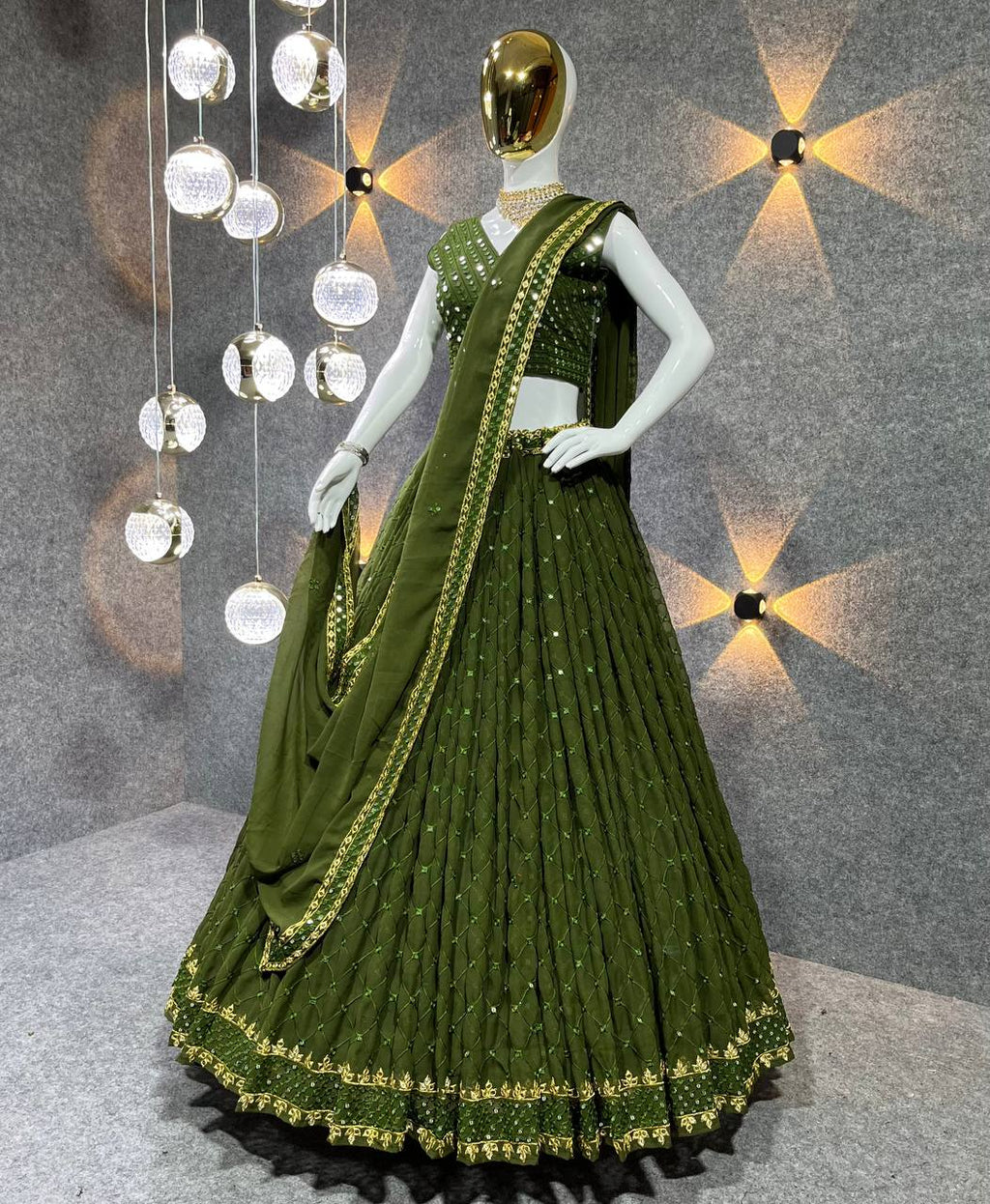 Party Wear Lehenga Choli With Fancy Border Latkan Work