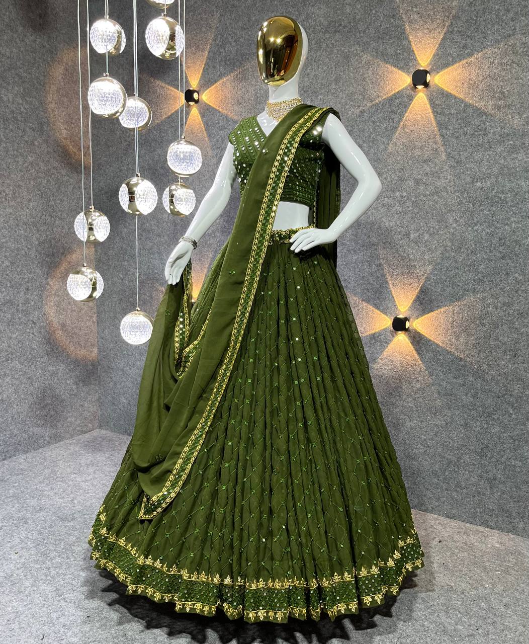 Party Wear Lehenga Choli With Fancy Border Latkan Work