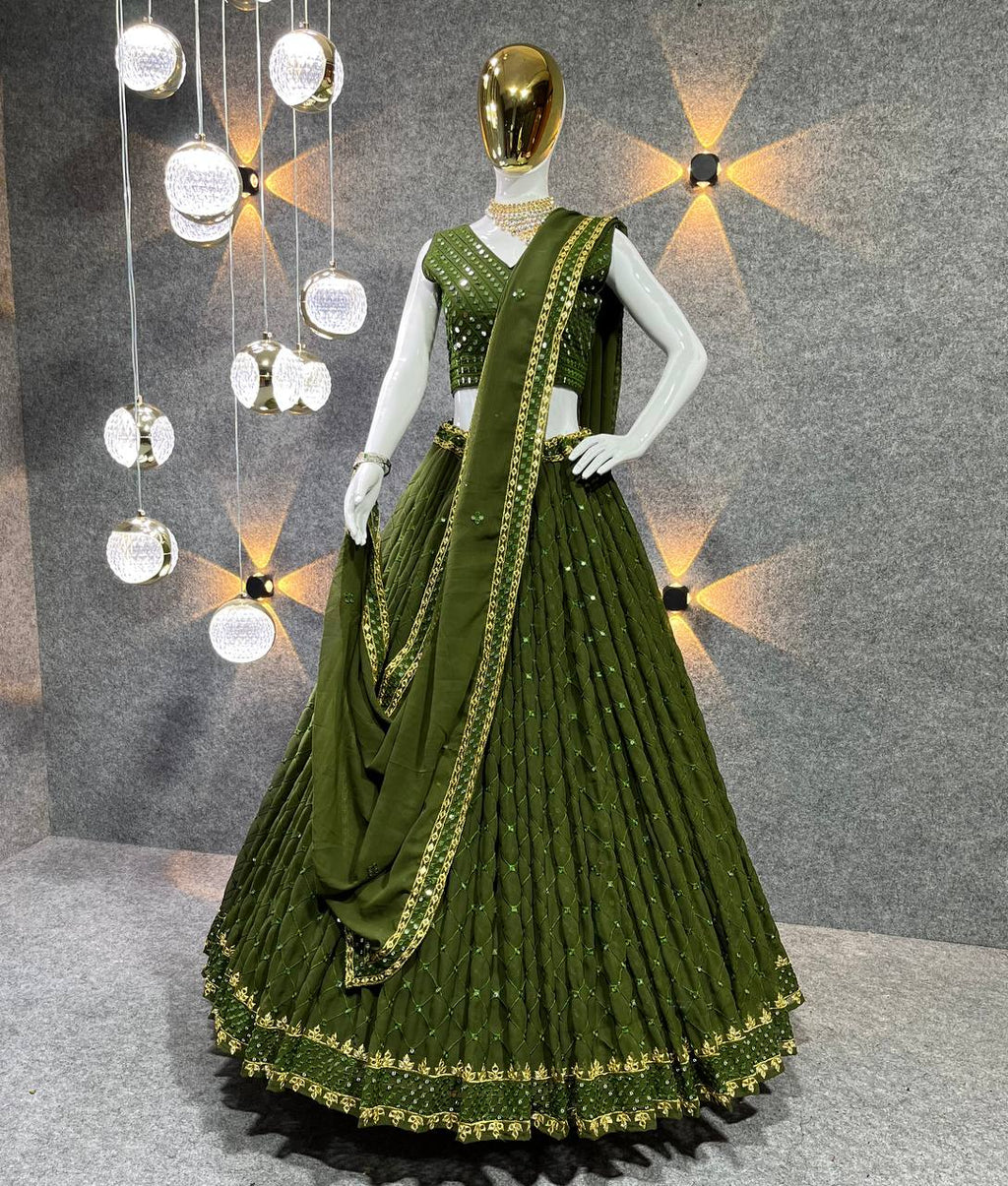 Party Wear Lehenga Choli With Fancy Border Latkan Work