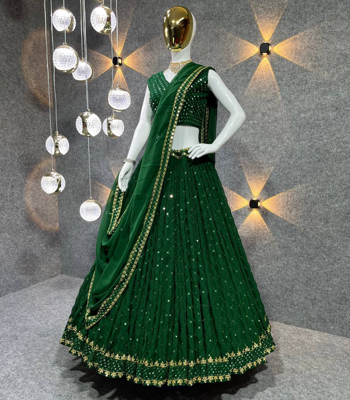 Party Wear Lehenga Choli With Fancy Border Latkan Work