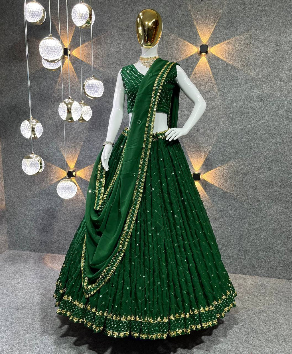 Party Wear Lehenga Choli With Fancy Border Latkan Work