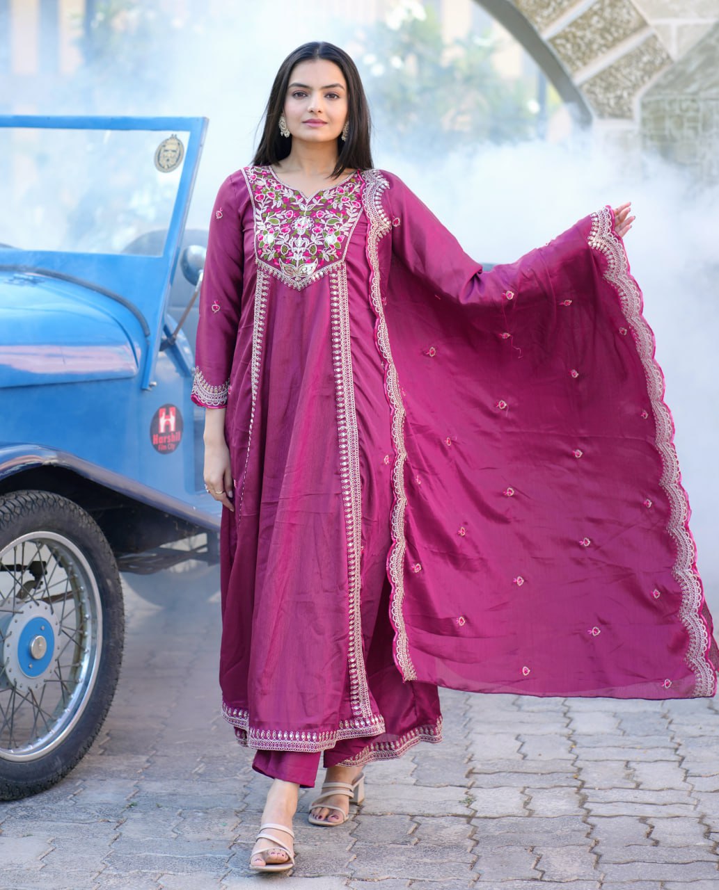 Designer Party Wear Gown With Coding Sequence Embroidered Work