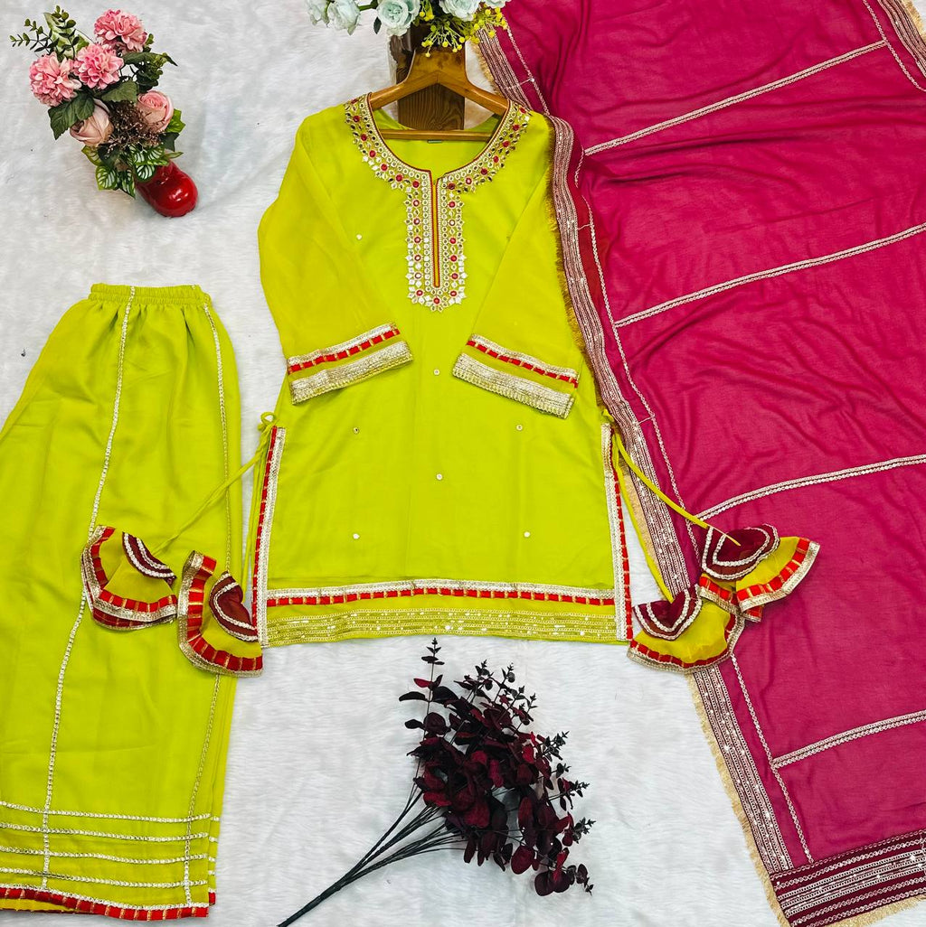 पार्टी वियर डिज़ाइनर टॉप और बॉटम दुपट्टे के साथ