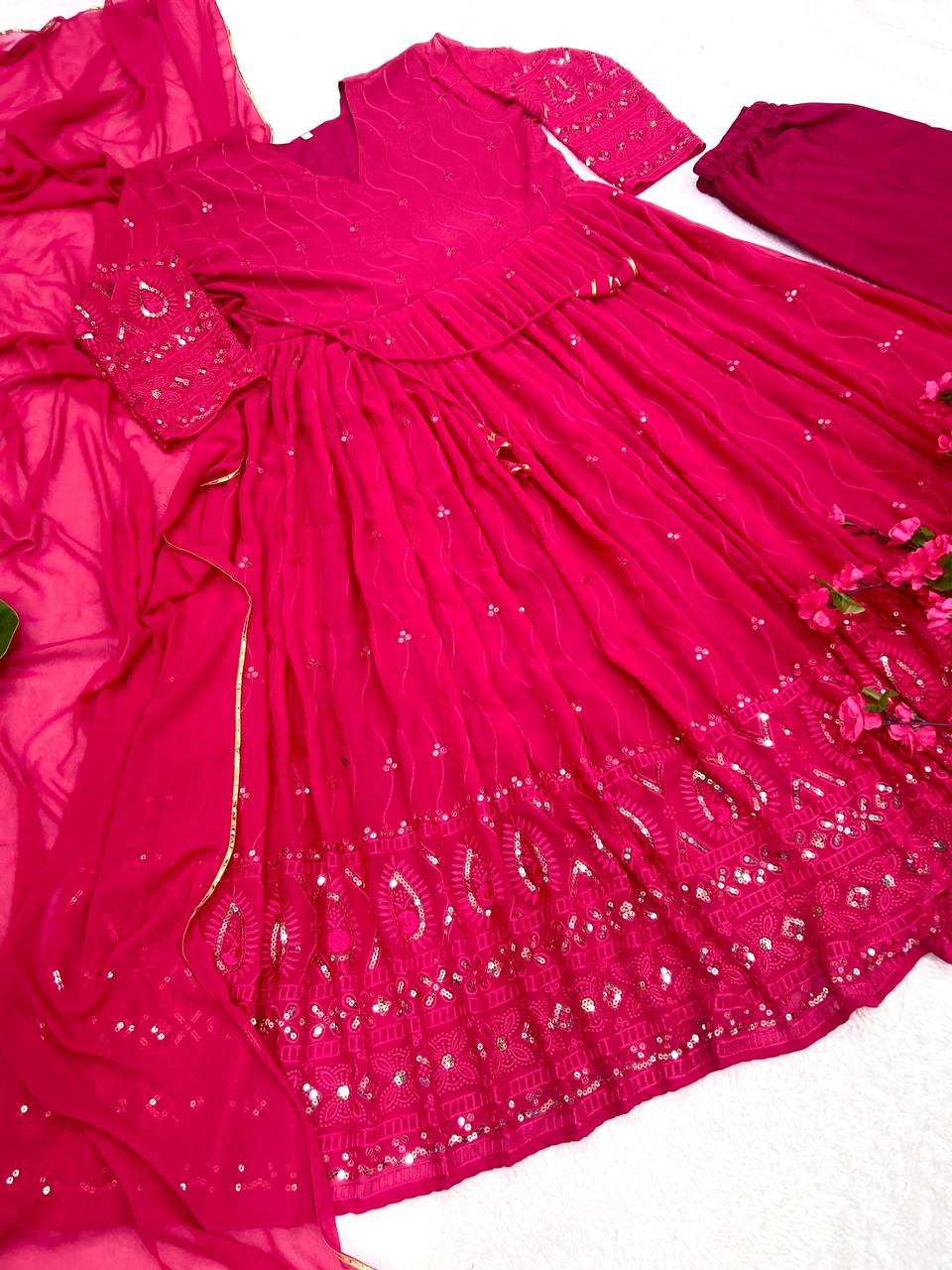 Designer Party Wear Anarkali Gown And Pent With Dupatta