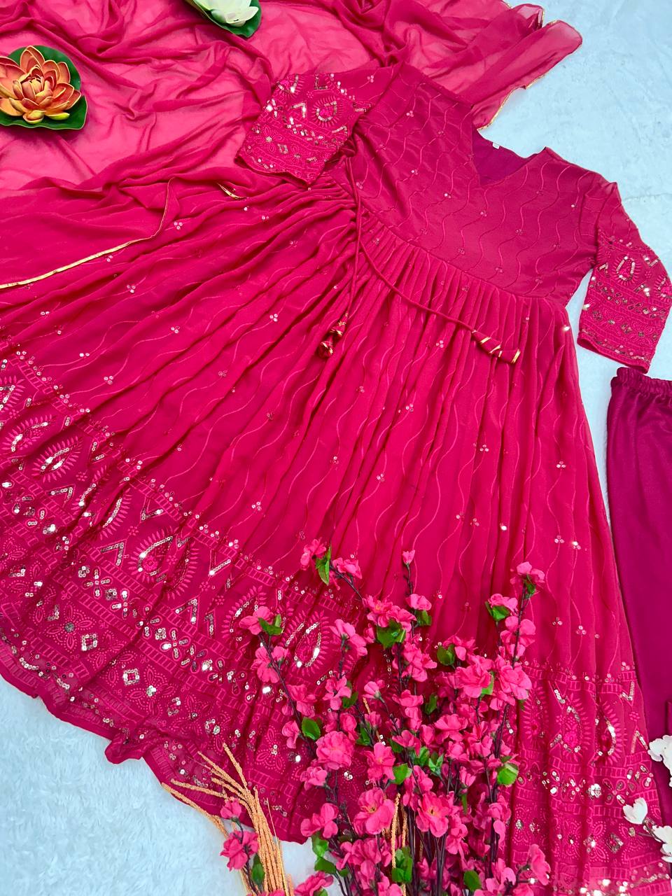 Designer Party Wear Anarkali Gown And Pent With Dupatta