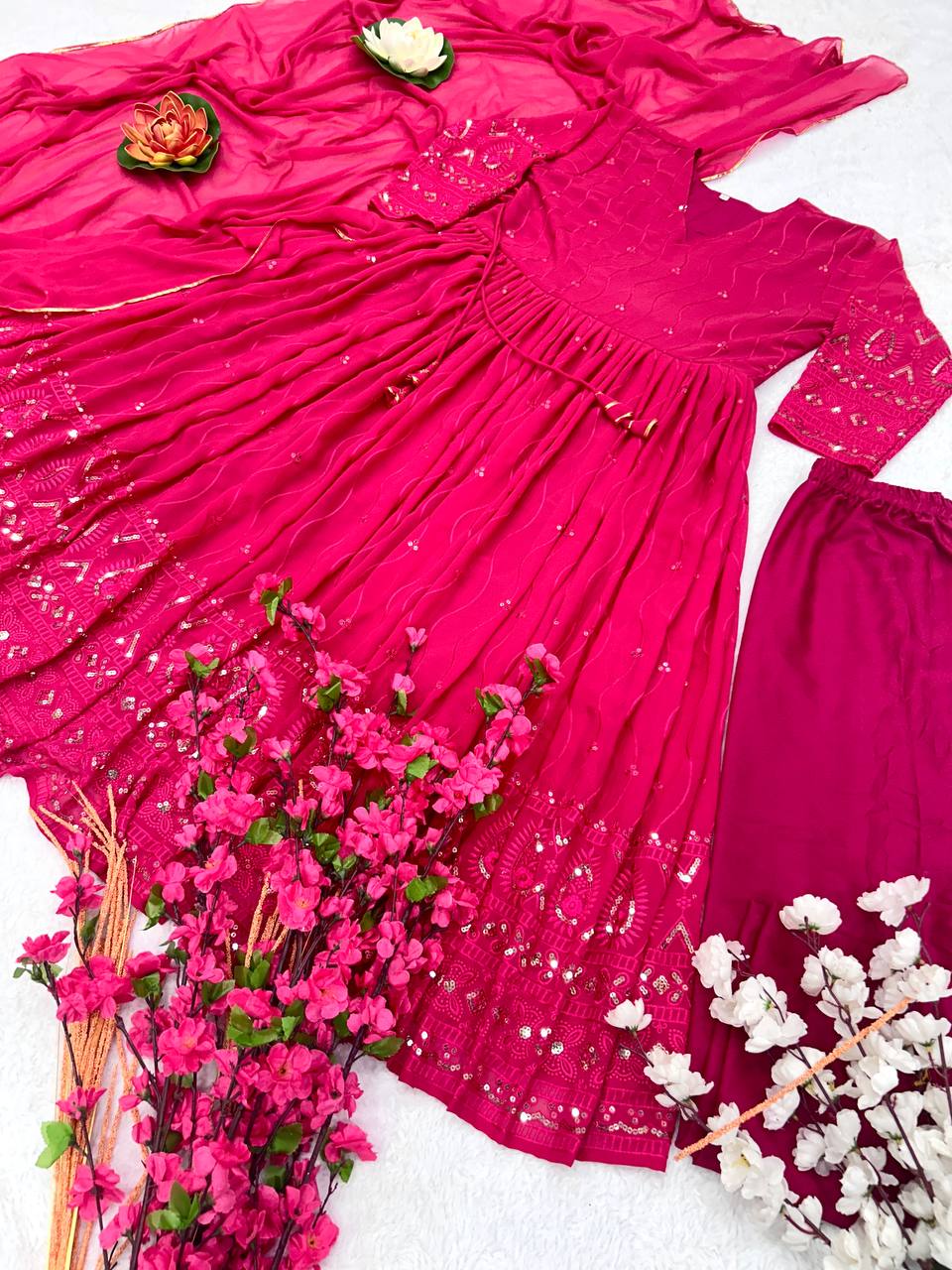 Designer Party Wear Anarkali Gown And Pent With Dupatta