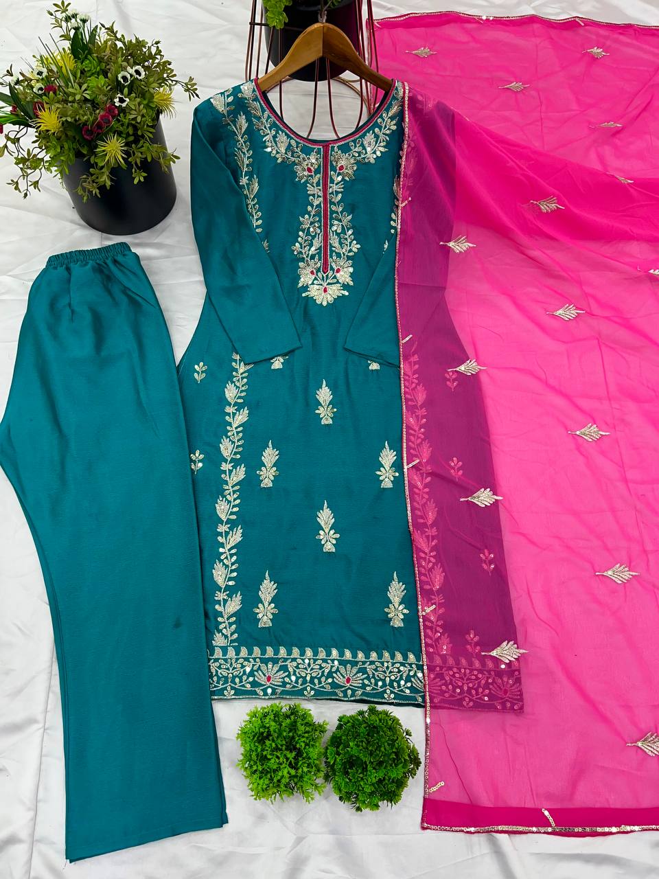 Trendy Designer Party Wear Look Top-Dupatta And Bottom