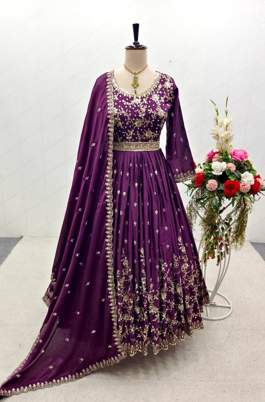 Designer Party Wear Gown With Beautiful Dupatta