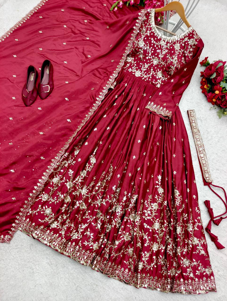 Designer Party Wear Gown With Beautiful Dupatta