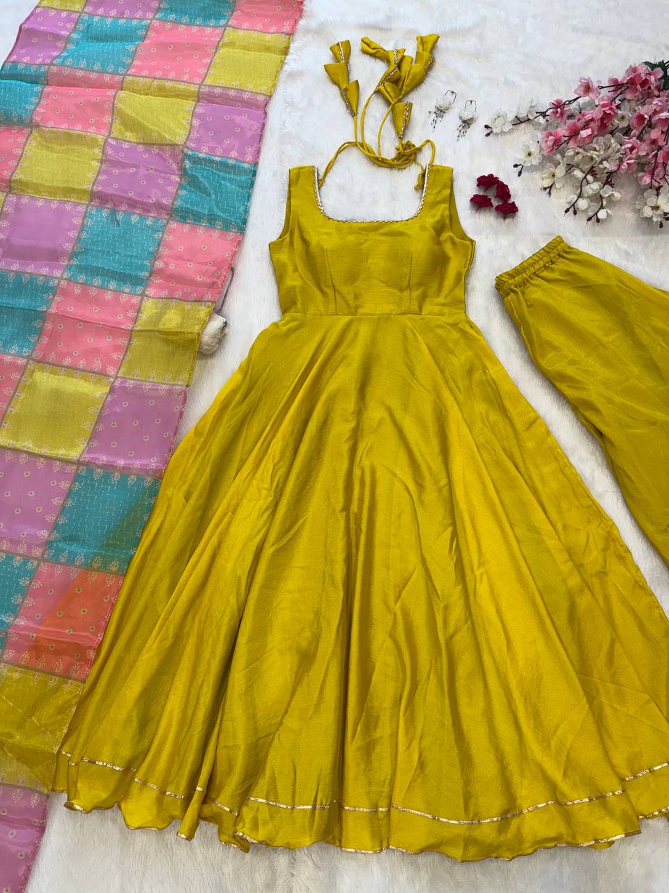 Party Wear Look Designer Gown-Bottom And Dupatta