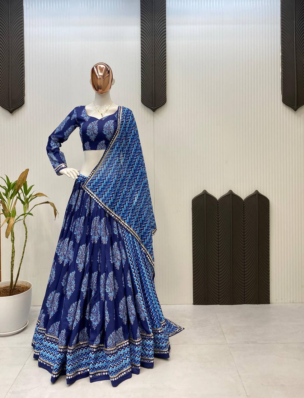 Beautiful Printed Lehenga Choli And Dupatta With Real Mirror Work