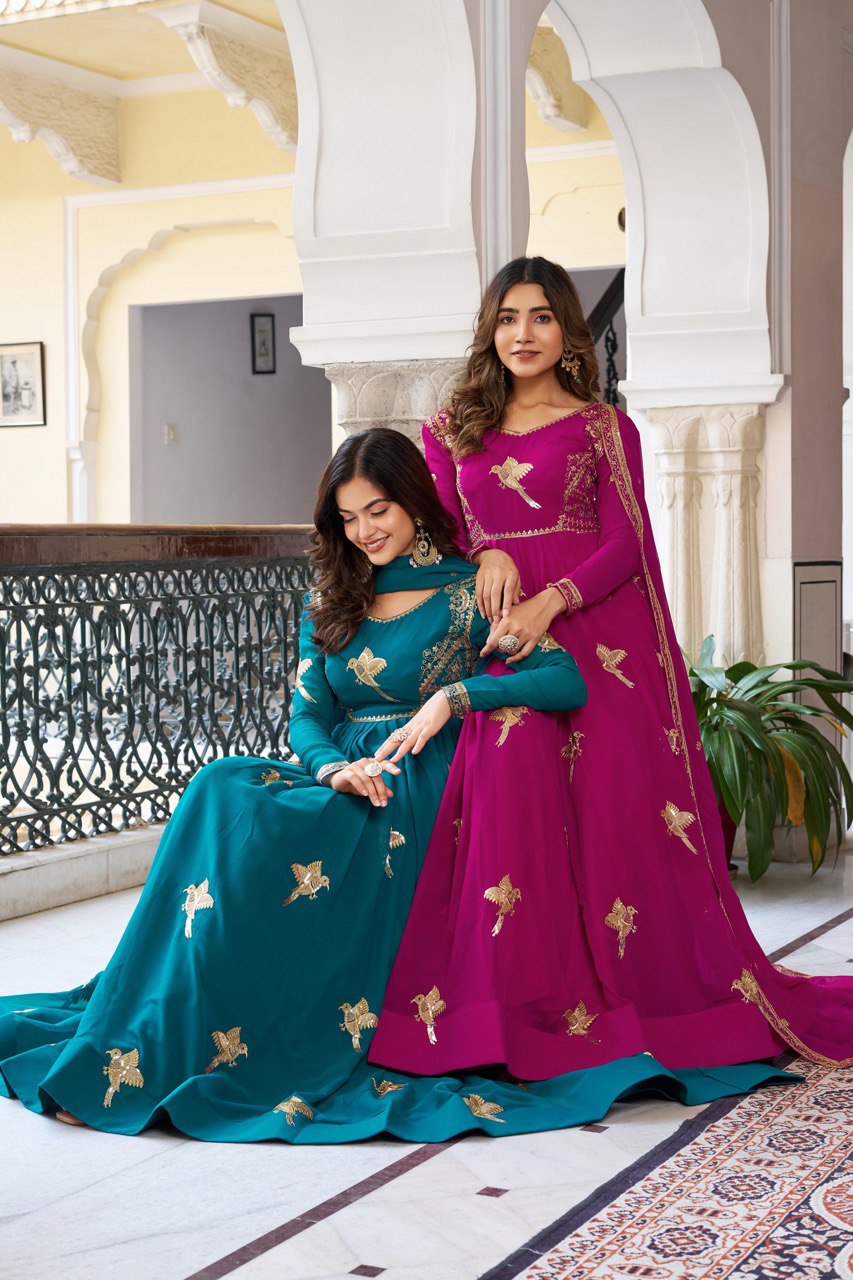 Party Wear Look Gown With Thread And Sequence Work