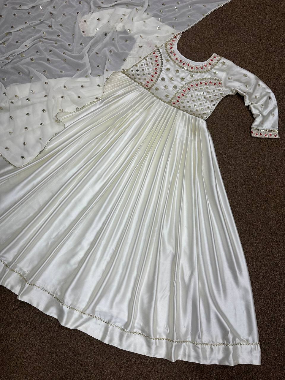 Party Wear Look Designer Anarkali Gown And Dupatta