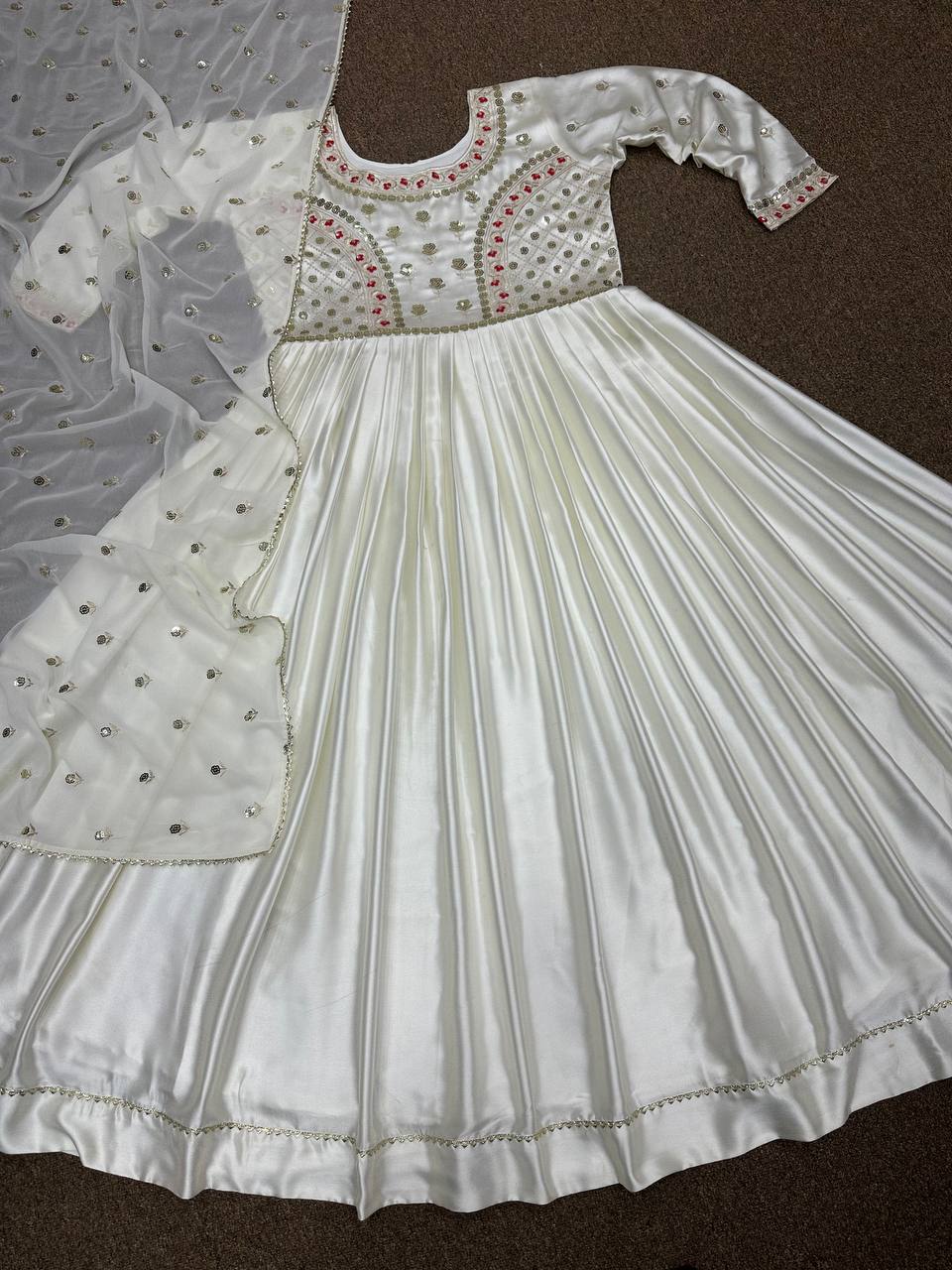 Party Wear Look Designer Anarkali Gown And Dupatta