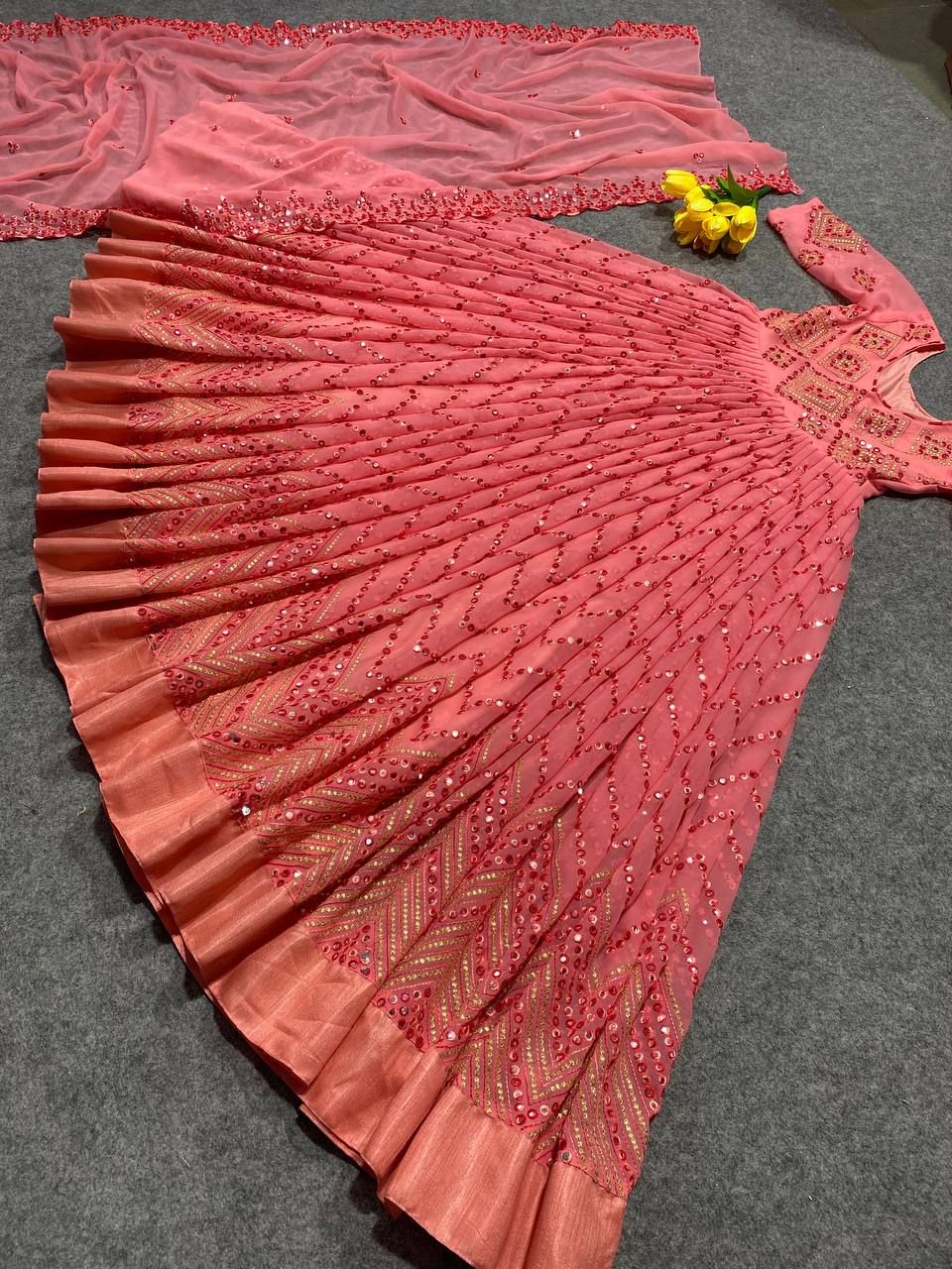 Designer Party Wear Anarkali Gown, Pent And Dupatta