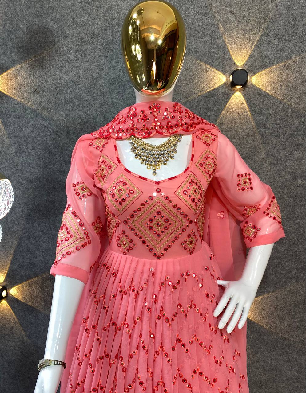 Designer Party Wear Anarkali Gown, Pent And Dupatta