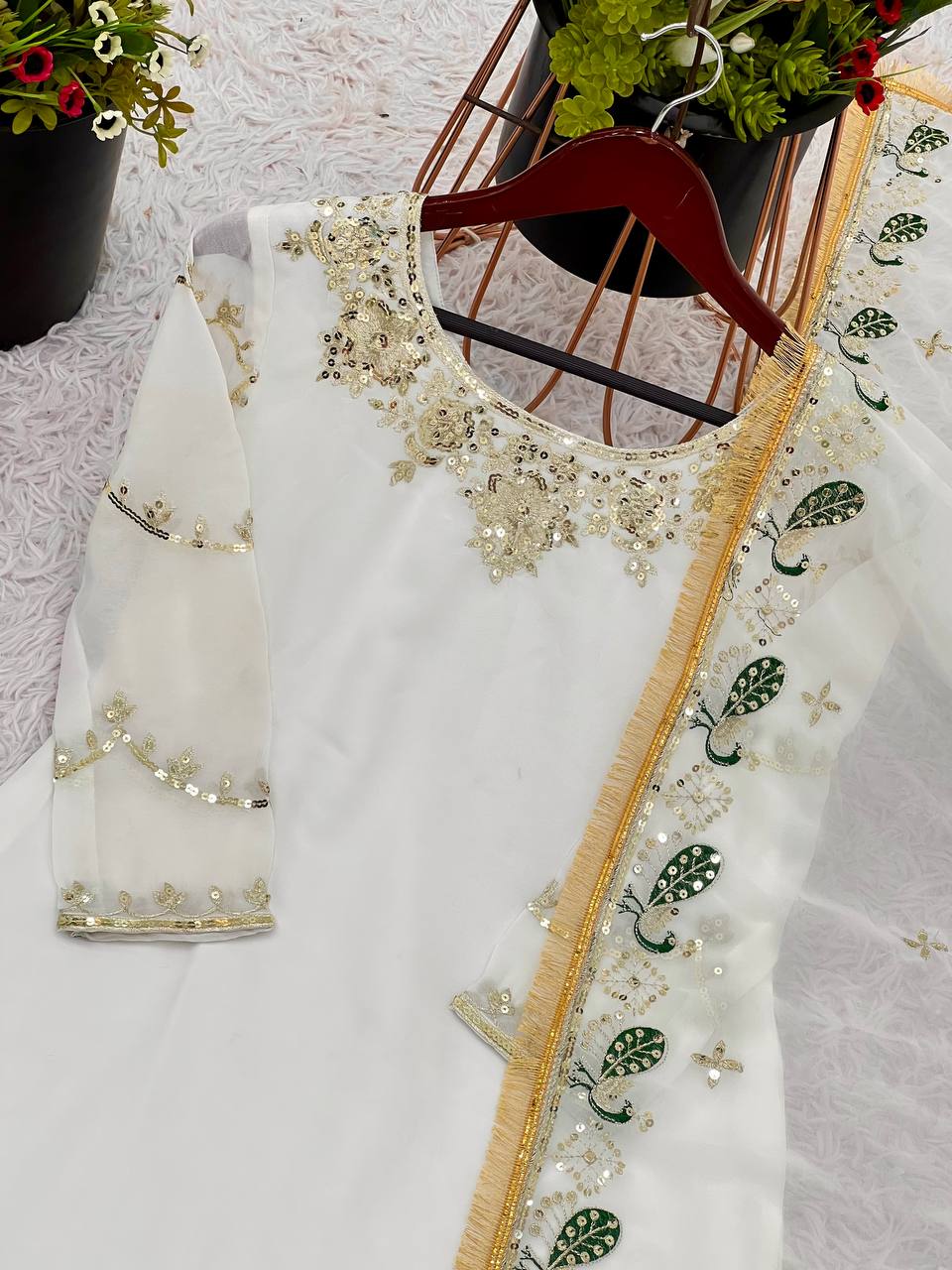 Designer Party Wear Look Top-Plazzo And Dupatta With Heavy Embroidery Work