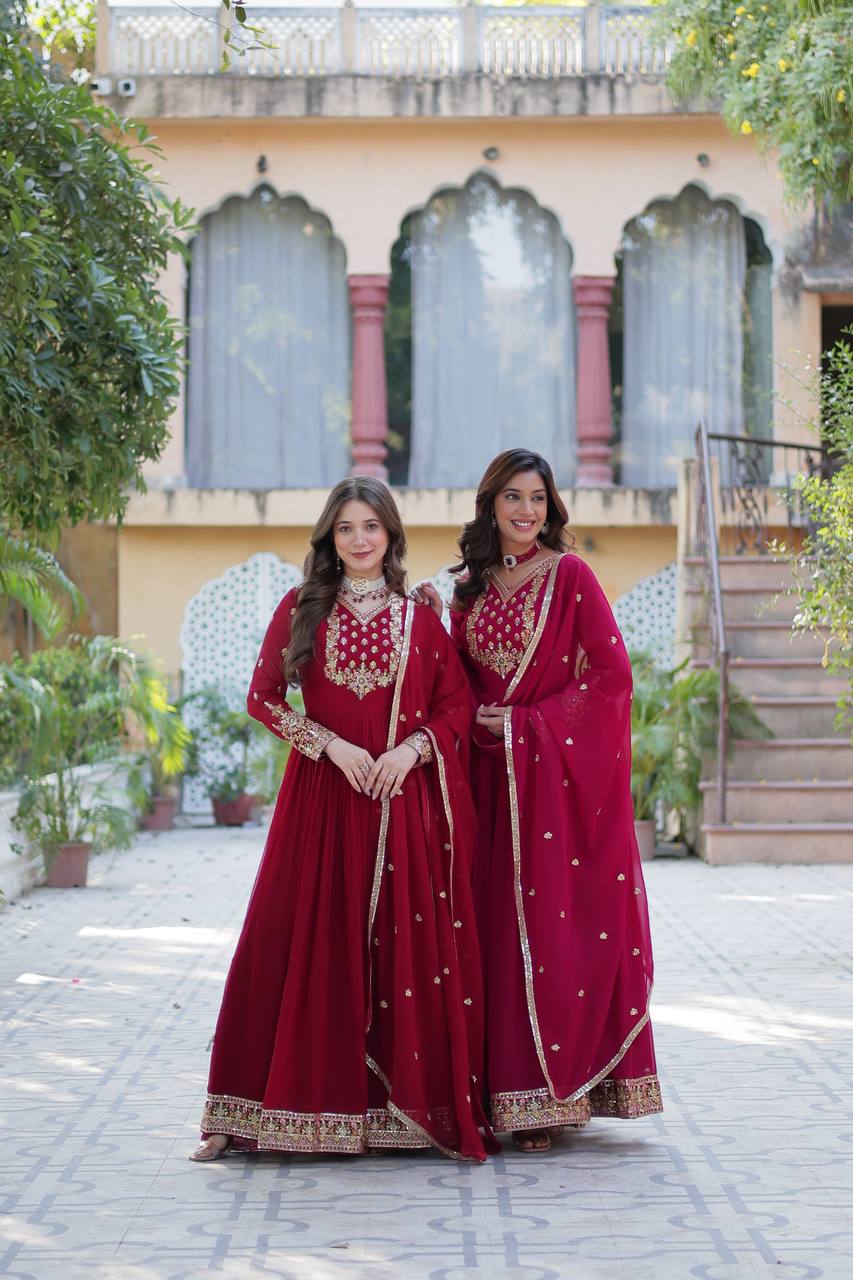 Party Wear Look Gown And Dupatta With Sequins Embroidery work