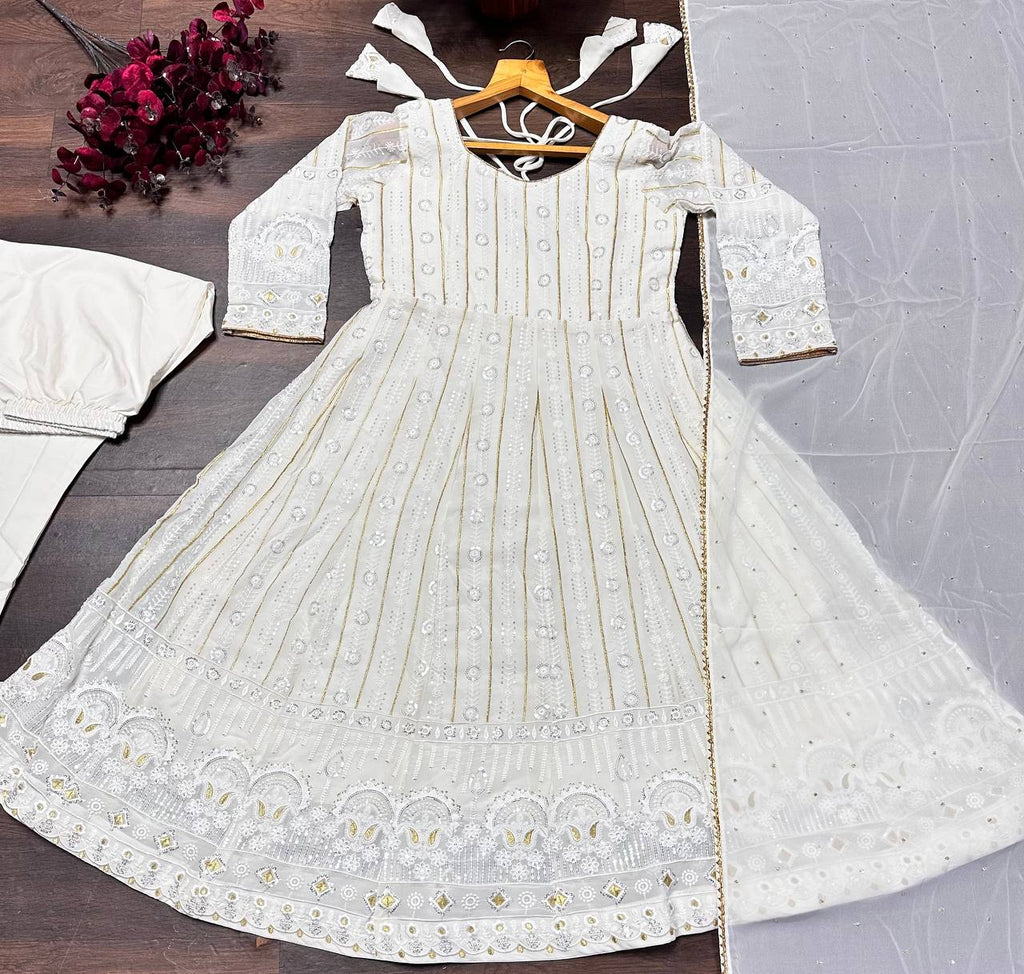 Party Wear Designer Anarkali Gown, Pent And Dupatta