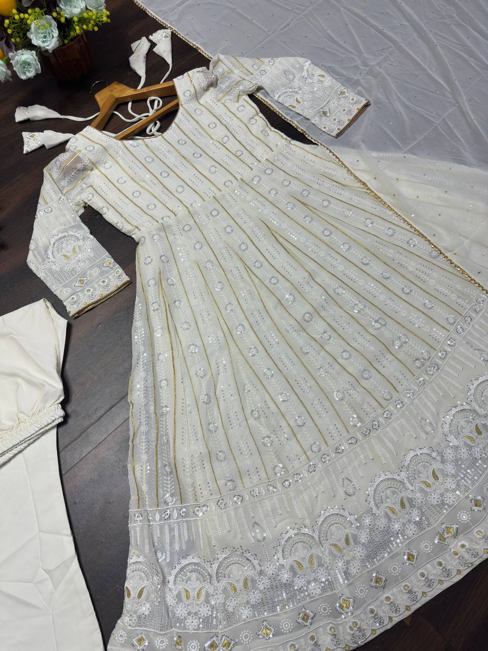 Party Wear Designer Anarkali Gown, Pent And Dupatta