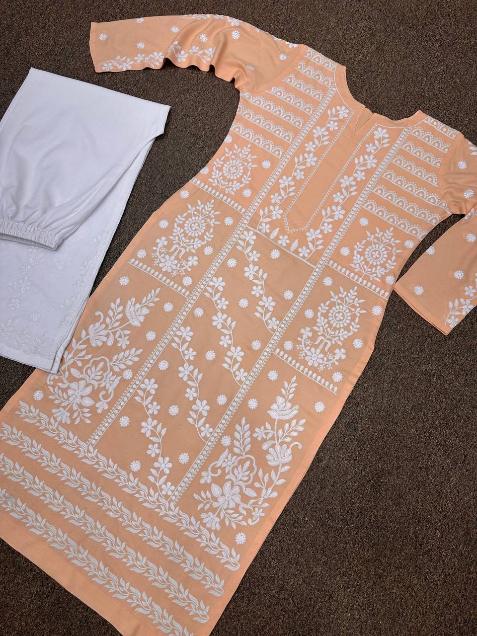 Beautiful Top And Plazzo With Embroidery Thread Work