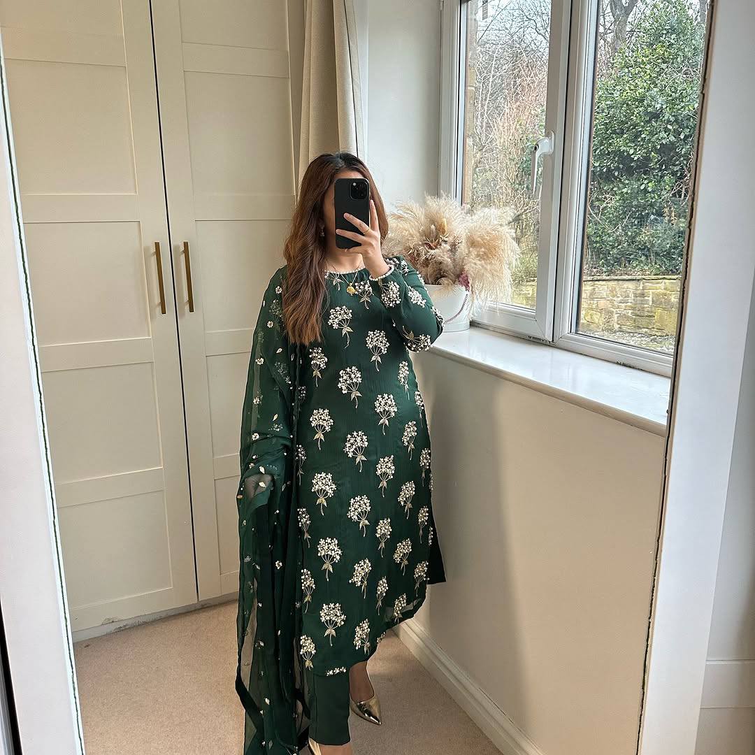 Designer Long Top , Pant And Dupatta In Fancy Style